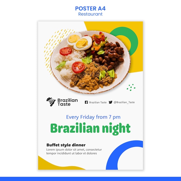 PSD gratuito modello di progettazione di poster di cibo brasiliano