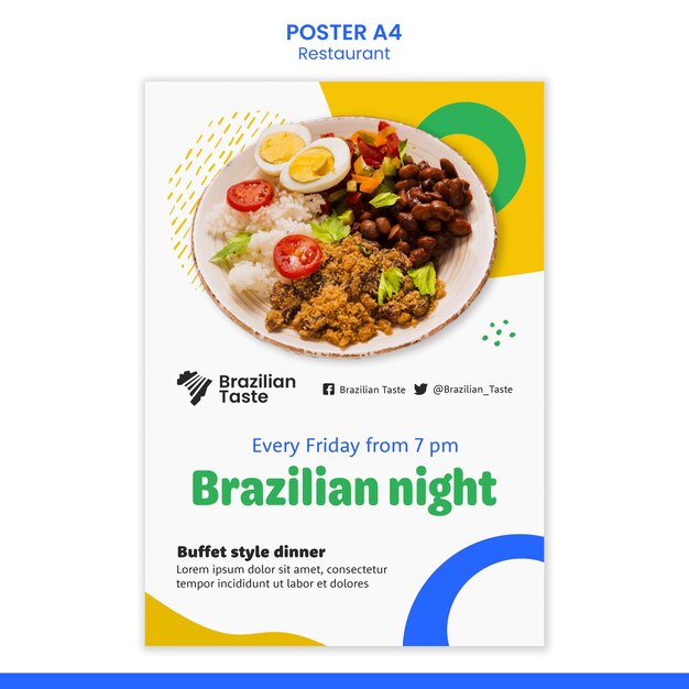 Шаблон оформления плаката бразильской кухни