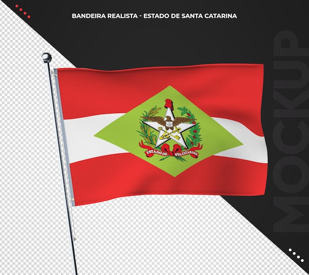 Brazilian state flag 3d realistic santa catarina brazil