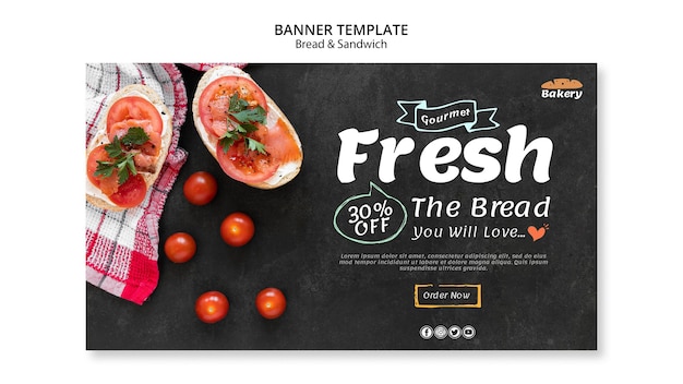 無料PSD パンとサンドイッチのバナーデザイン