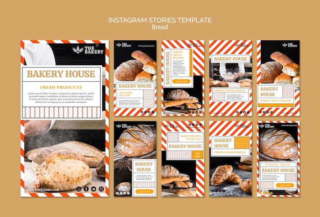 Bread business instagram stories template free PSD download