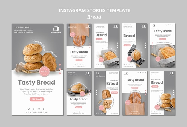 Free PSD bread concept instagram stories template