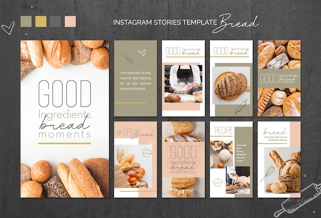Bread concept instagram stories template