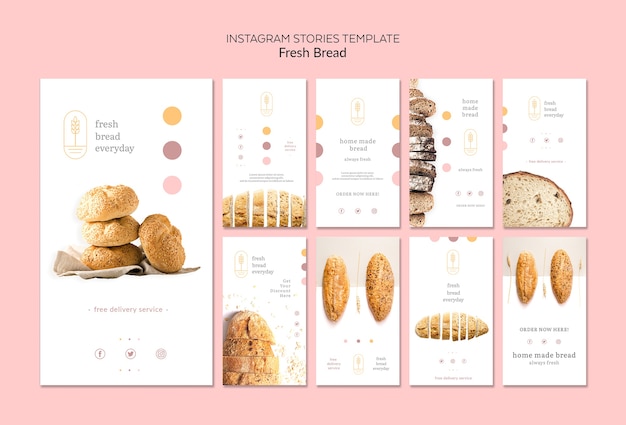 Free PSD bread concept instagram stories template