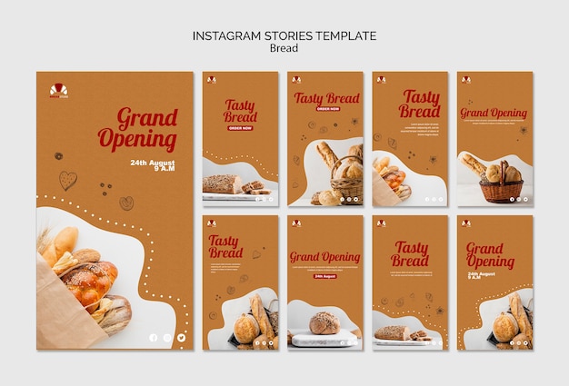 Free PSD bread concept instagram stories template