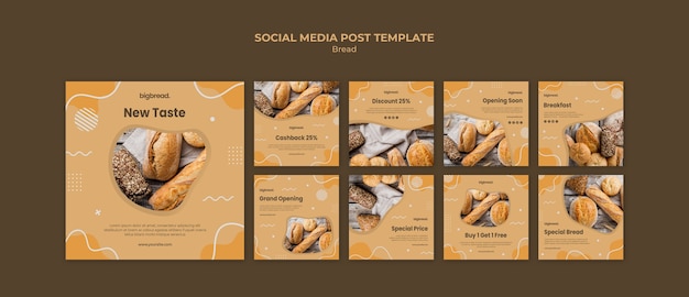 Free PSD bread concept social media post template