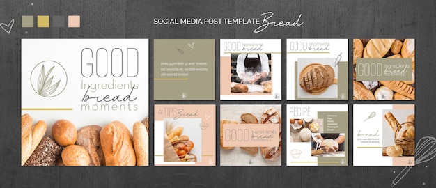 Free PSD bread concept social media post template