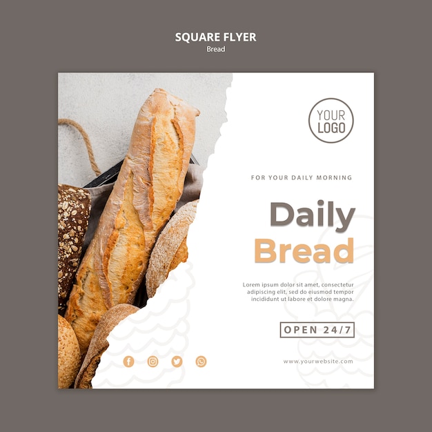 Bread flyer template concept