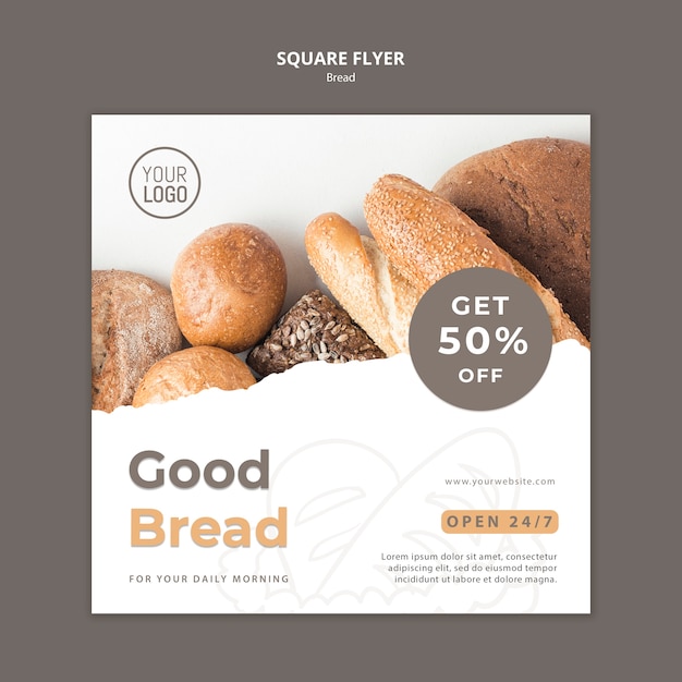 PSD gratuito tema del modello di volantino di pane