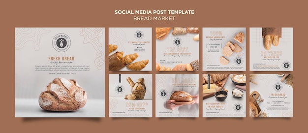 Free PSD bread market social media post