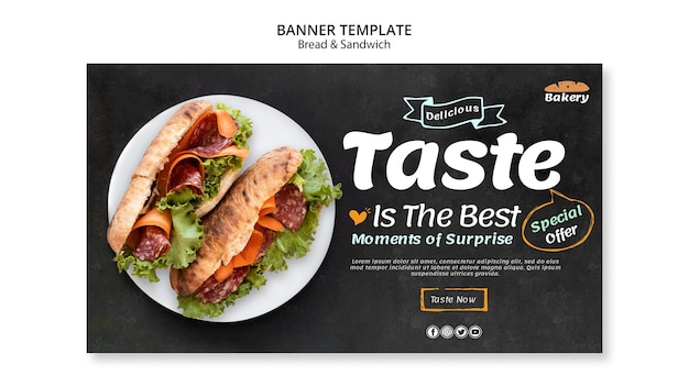 Free PSD bread and sandwich banner theme