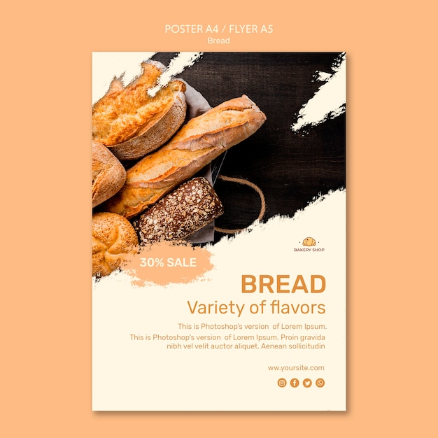 Bread shop poster template