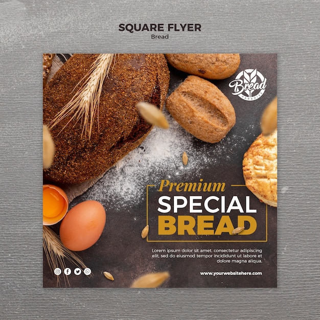 Bread square flyer template