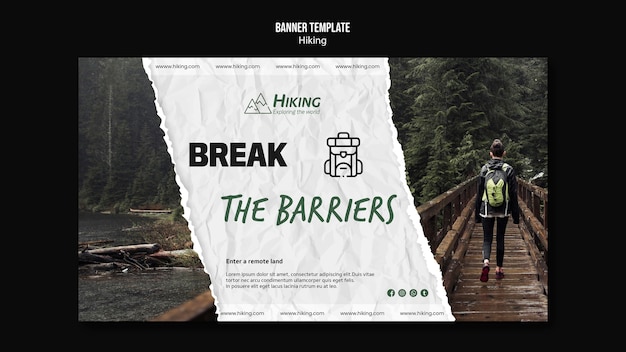 Free PSD break the barriers hiking template