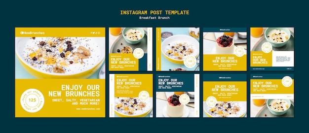 無料PSD 朝食ブランチのinstagram投稿