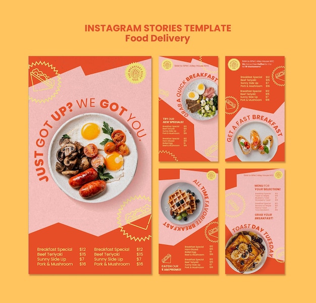 Free PSD breakfast delivery social media stories