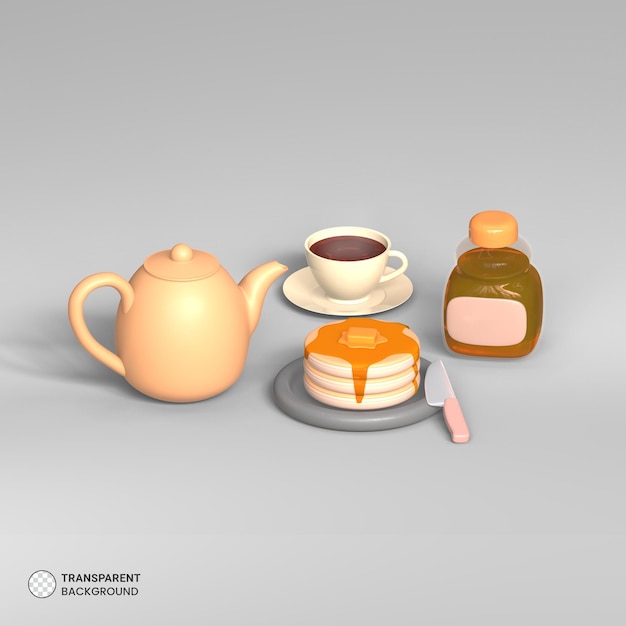 Breakfast item Icon Isolated 3d render Illustration