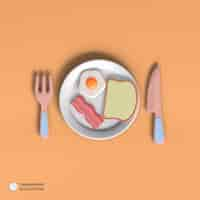 Free PSD breakfast item icon isolated 3d render ilustration