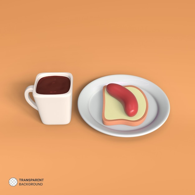 Free PSD breakfast item icon isolated 3d render ilustration