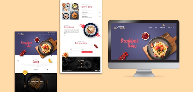Free PSD breakfast restaurant landing page template