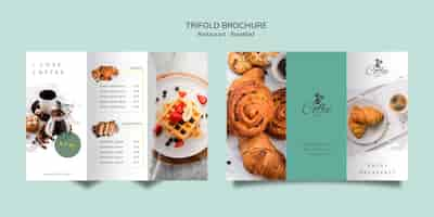 Free PSD breakfast restaurant trifold brochure template