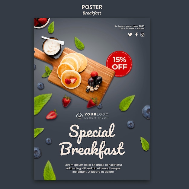 Breakfast time flyer template