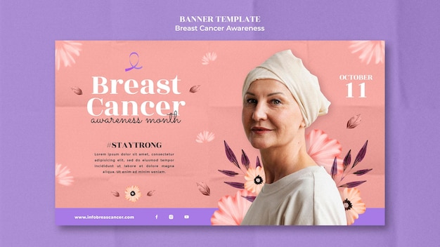 Breast cancer awareness banner design template