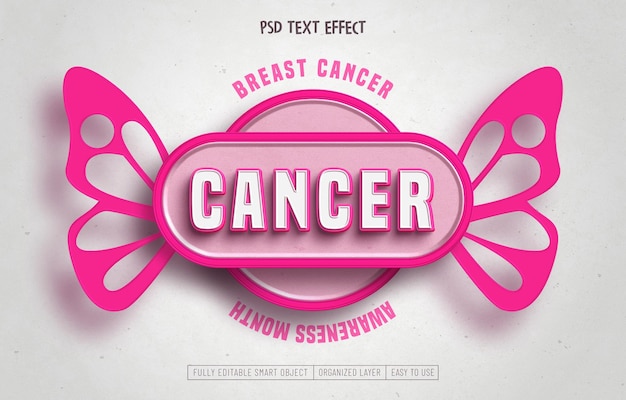 Free PSD breast cancer awareness editable text effect