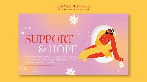 Breast cancer awareness horizontal banner template