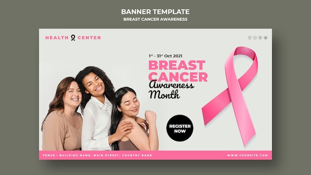 Free PSD breast cancer awareness horizontal banner template