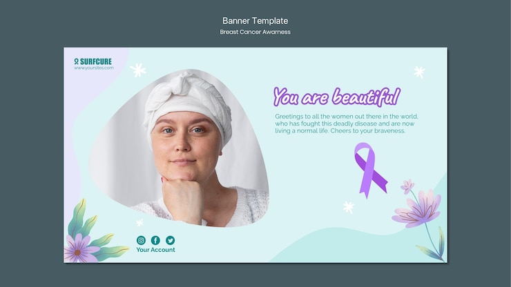 मुफ़्त PSD breast cancer awareness horizontal banner template