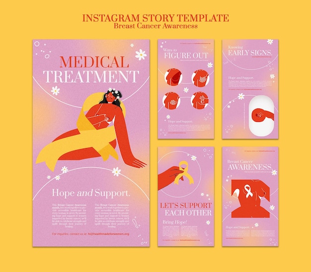 Free PSD breast cancer awareness ig stories set