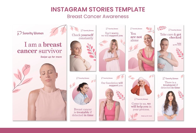 Breast cancer awareness ig stories set