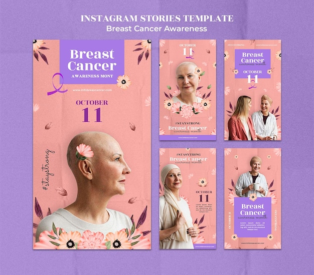 Free PSD breast cancer awareness instagram stories design template
