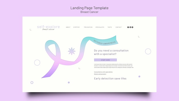 Breast cancer awareness landing page template