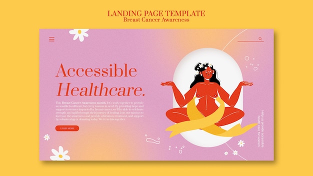 Breast cancer awareness landing page template