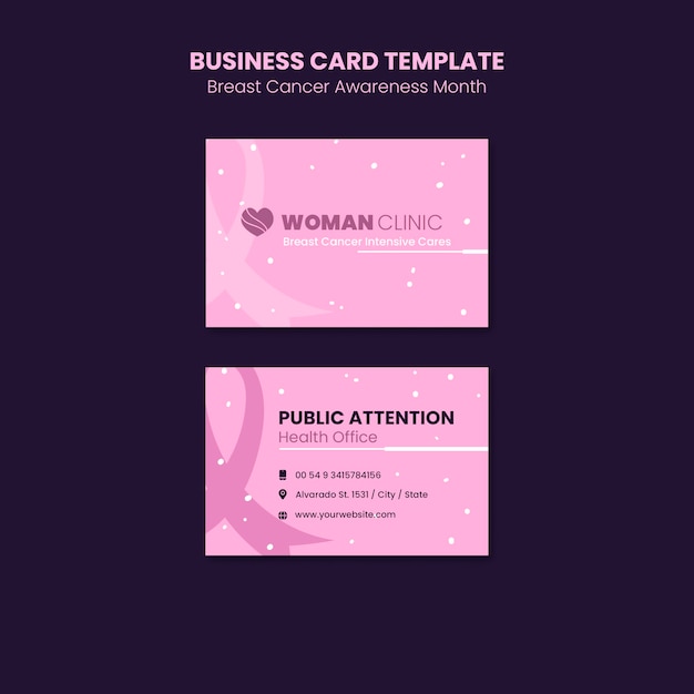 Free PSD breast cancer awareness month business card