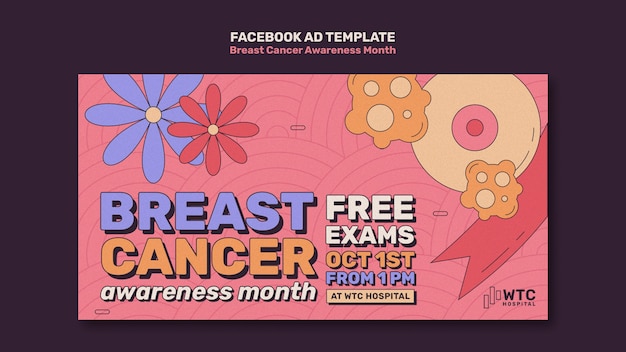 Modello di facebook per il mese di consapevolezza del cancro al seno