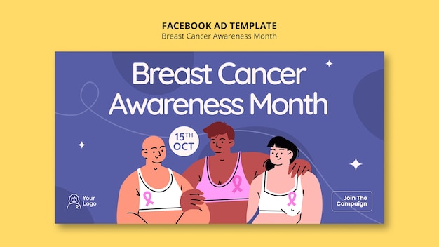 Free PSD breast cancer awareness month facebook  template