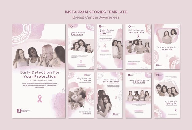 Free PSD breast cancer awareness month ig stories set