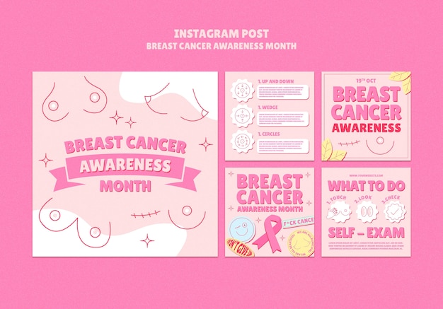 PSD gratuito post di instagram del mese di sensibilizzazione sul cancro al seno