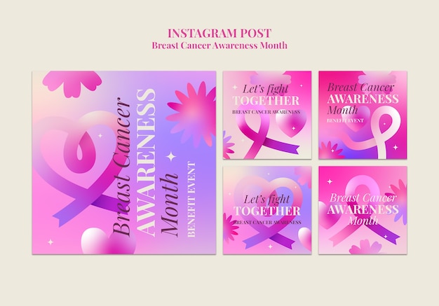 PSD gratuito post di instagram del mese di sensibilizzazione sul cancro al seno