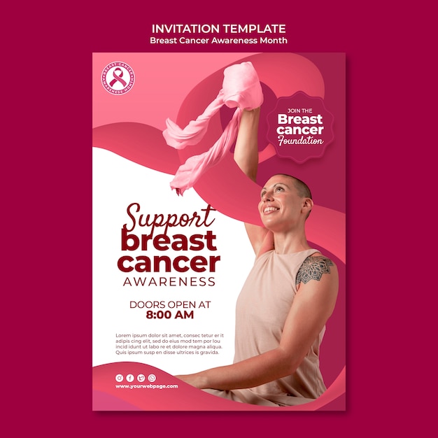 Breast cancer awareness month invitation template