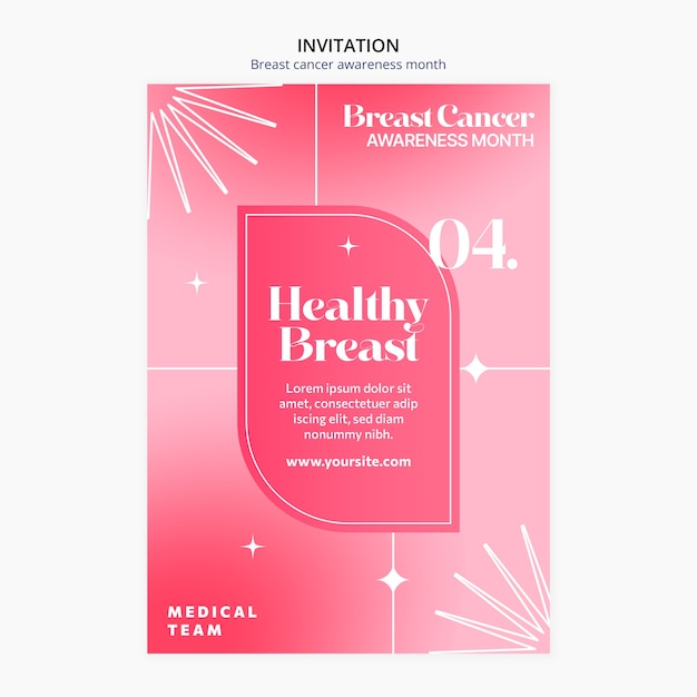 Free PSD breast cancer awareness month invitation template