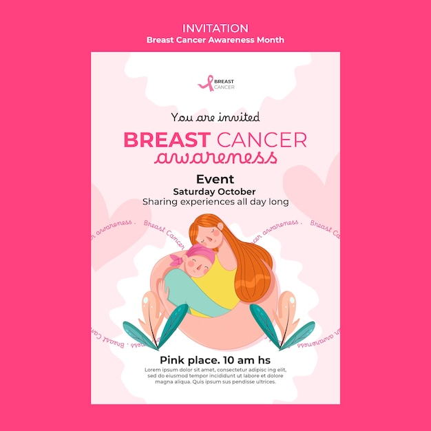 Breast cancer awareness month invitation template