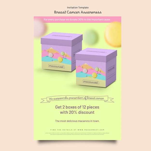 Free PSD breast cancer awareness month invitation  template