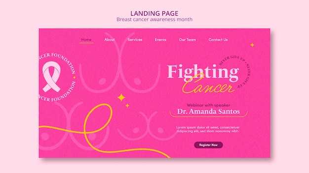 Free PSD breast cancer awareness month landing page