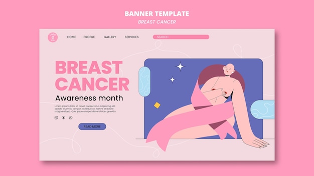 Free PSD breast cancer awareness month  landing page