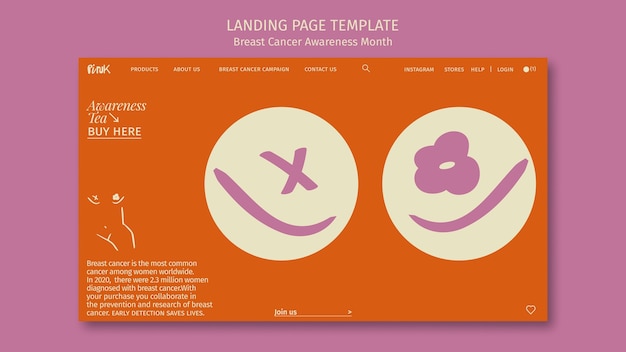 Free PSD breast cancer awareness month landing page