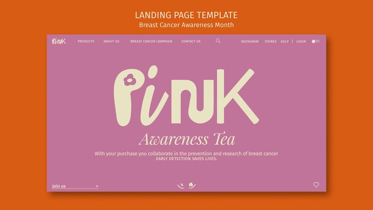 Free PSD breast cancer awareness month landing page